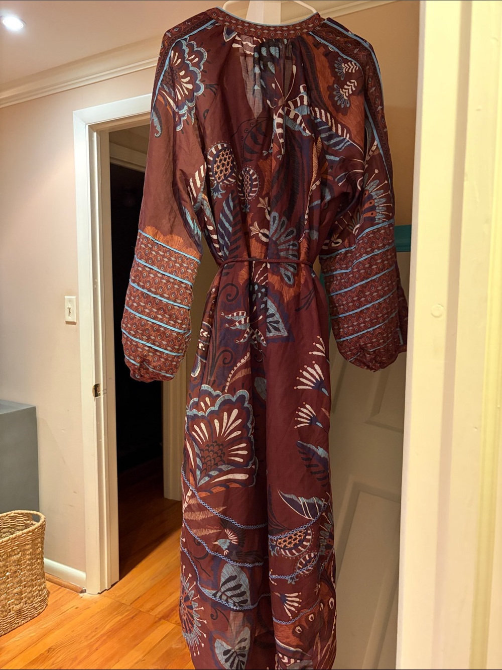 FARM Rio Brown and Blue Printed Midi Dress - Picture 4 of 7